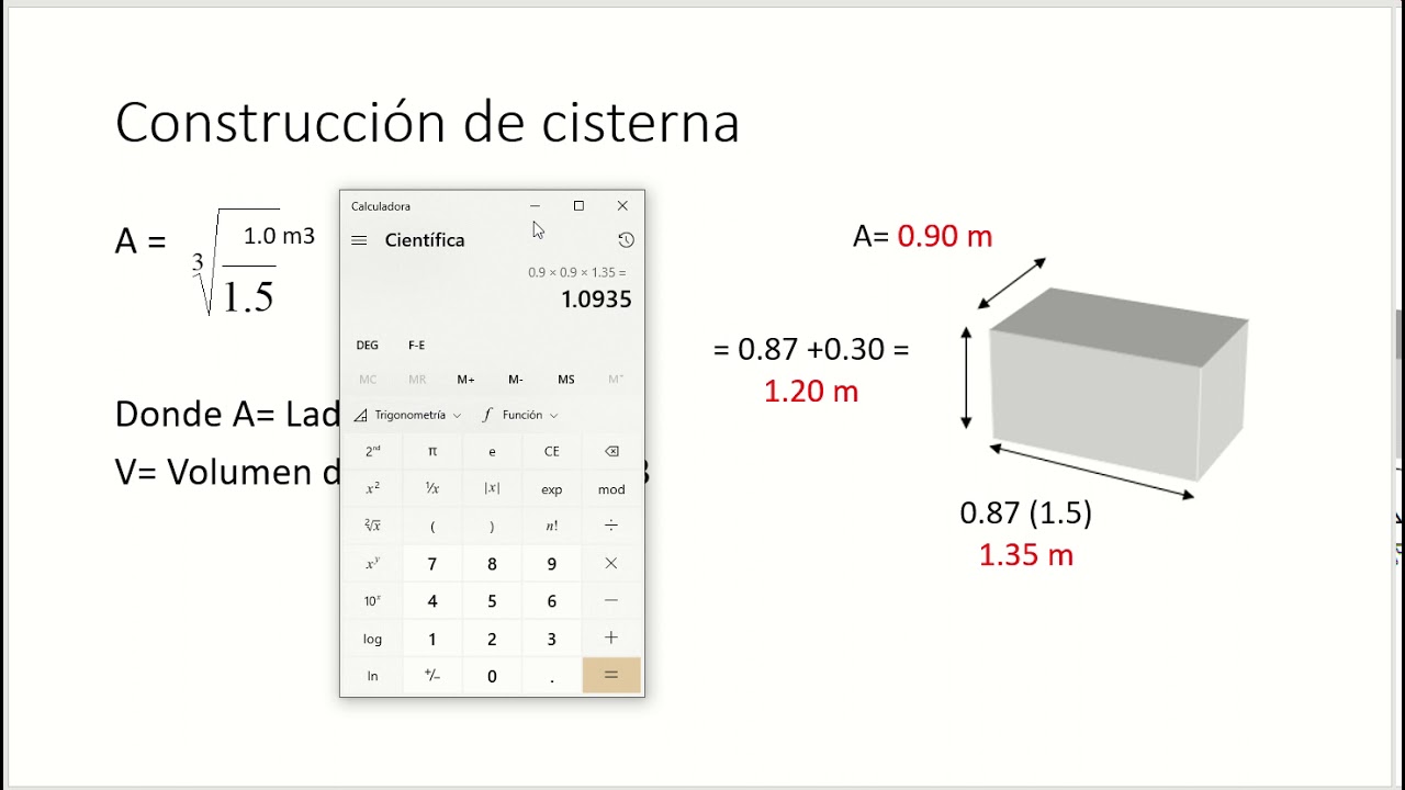 como calcular los litros de una cisterna