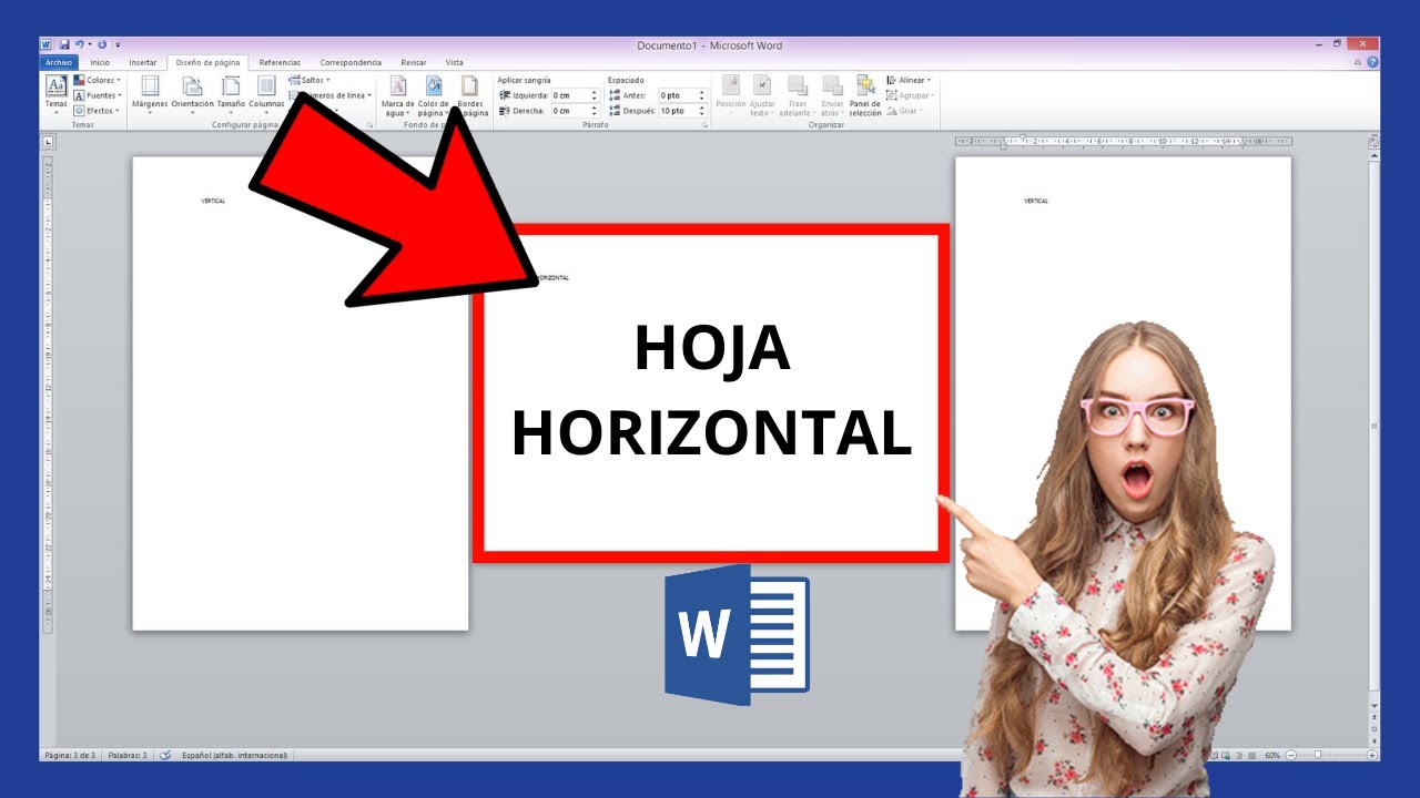 como poner una hoja horizontal el Word