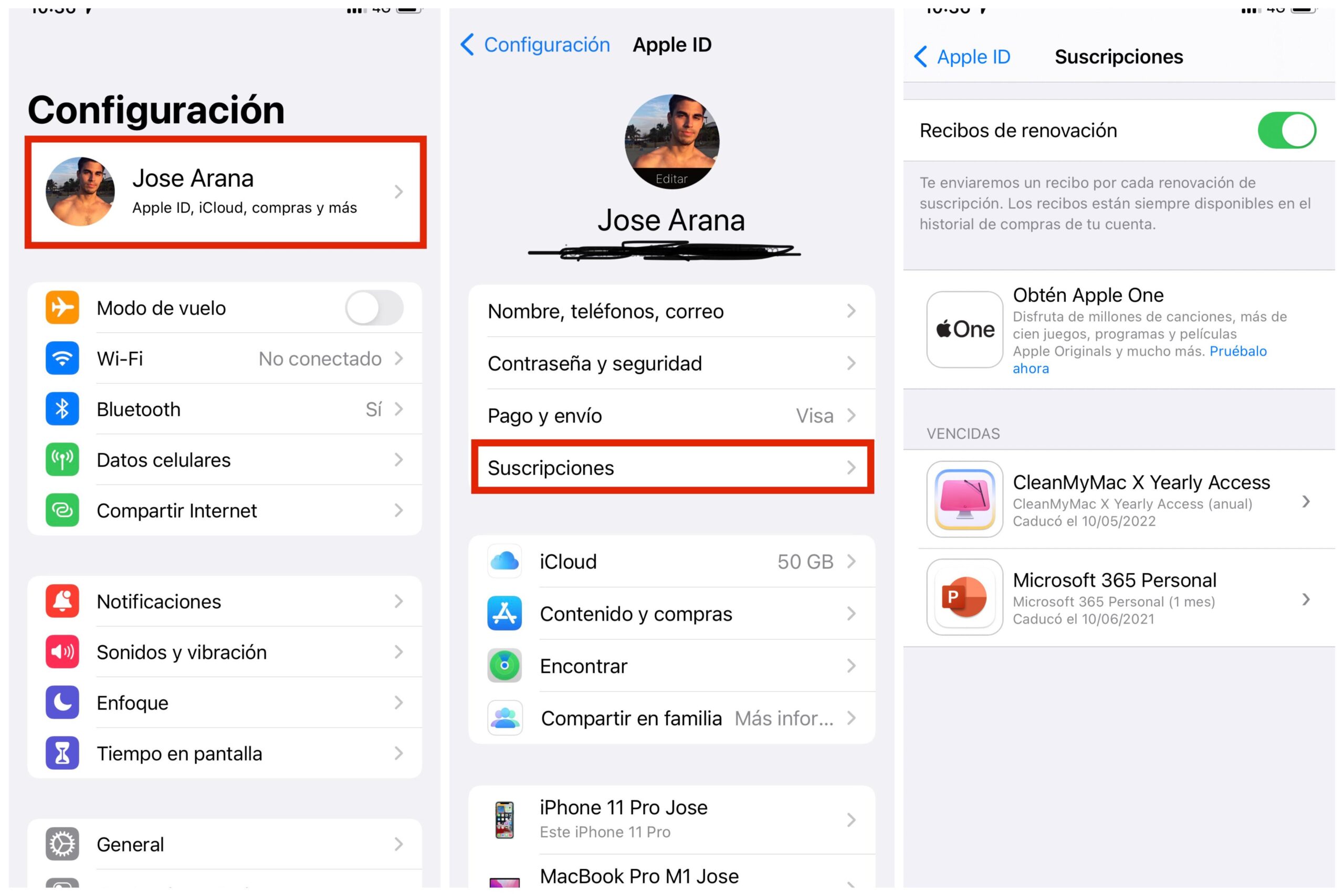Gestión de suscripciones en iPhone