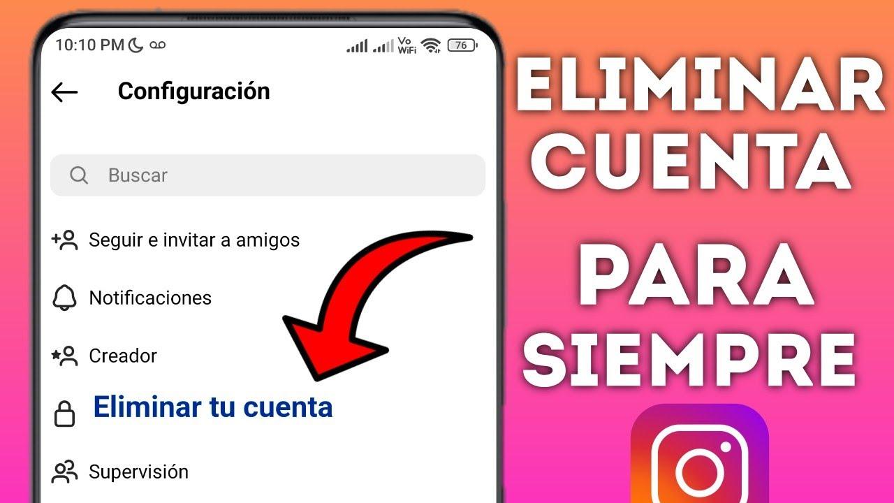 Opciones para desactivar o eliminar cuenta de Instagram