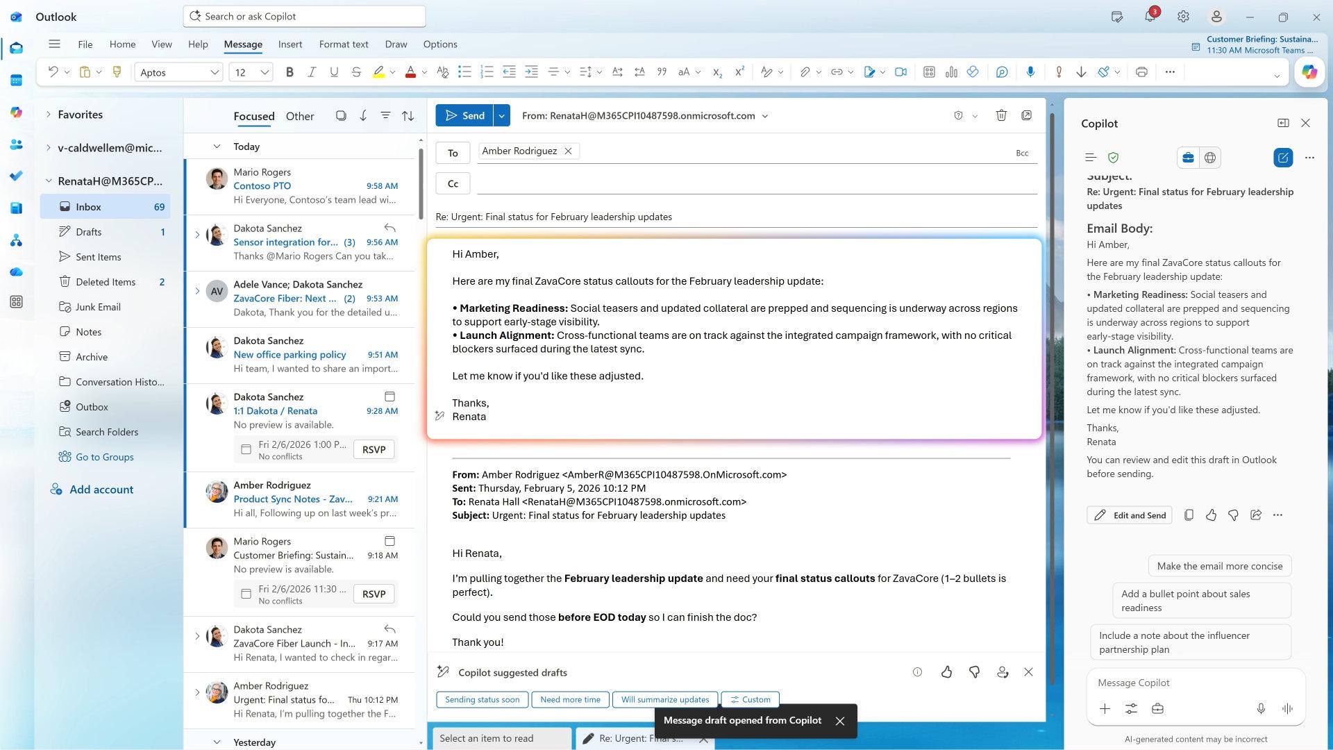Productividad con Copilot en Outlook
