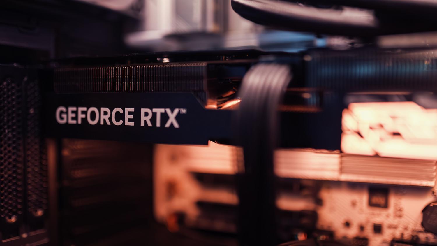 GeForce RTX graphics card installed in a high-performance gaming PC.