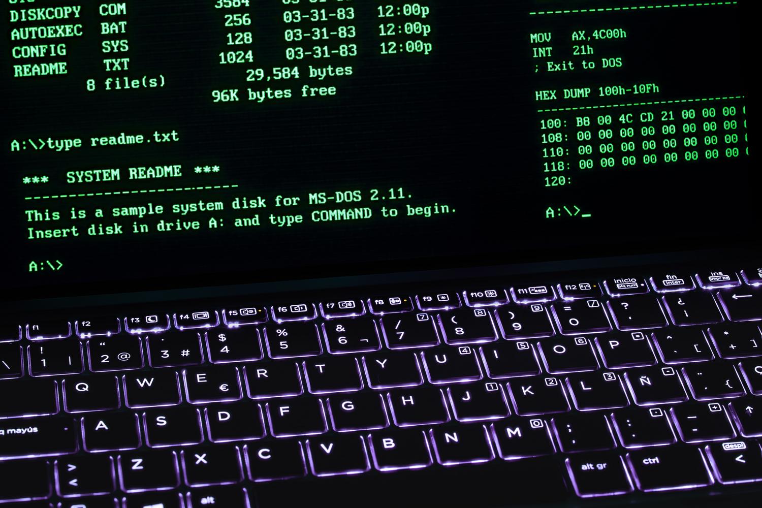 Primer plano de una terminal de comandos en la pantalla de un portátil, representando el uso de ADB.