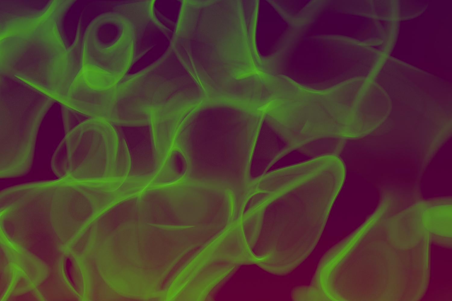 Humo verde tóxico abstracto sobre fondo negro, representando el Timbre Veneno de Toxtricity.