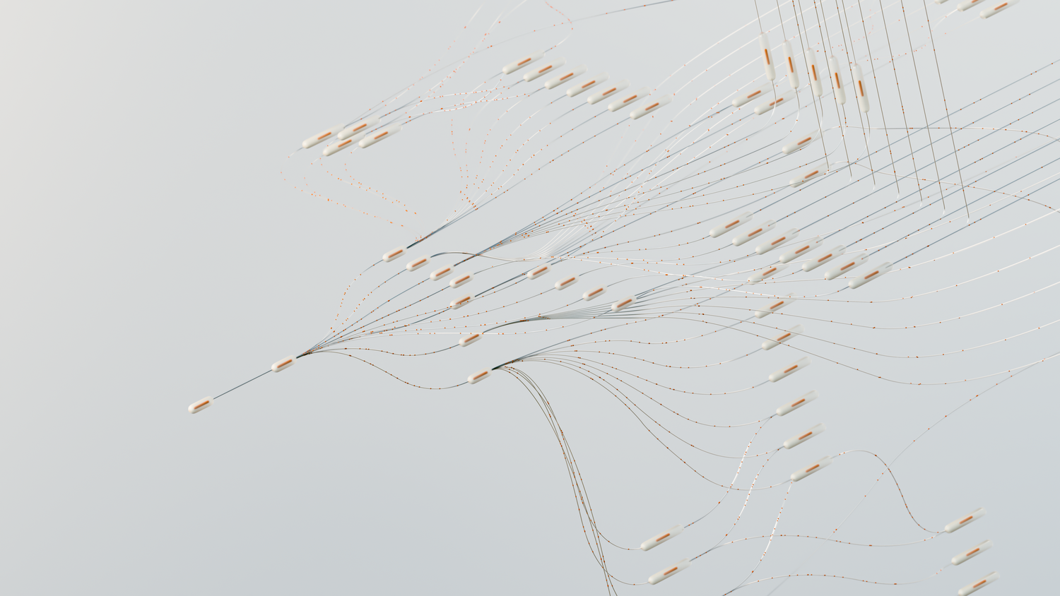 Ilustración abstracta de redes neuronales y flujo de datos, representando la transición de un chat convencional a un agente de IA con contexto.