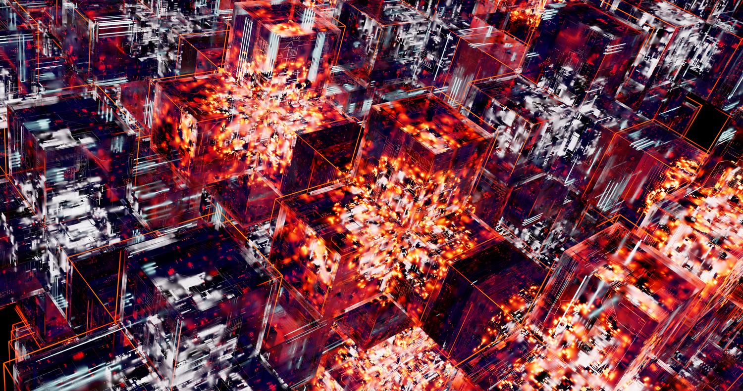 Visualización abstracta de nodos digitales brillantes que simbolizan la velocidad y el procesamiento paralelo del pensamiento rápido (System One) de Jev AI.